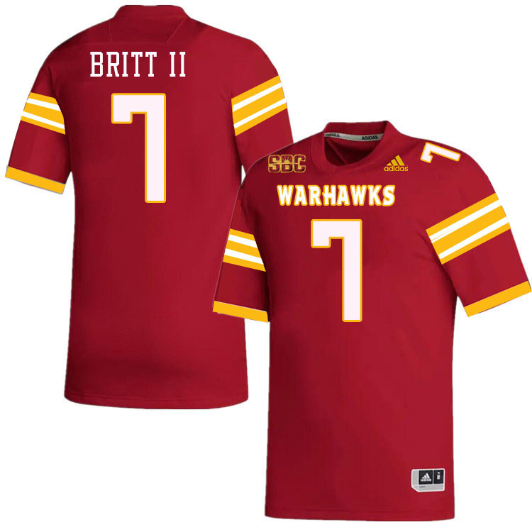 #7 Marc Britt II Louisiana-Monroe Warhawks College Football Jerseys Stitched-Red